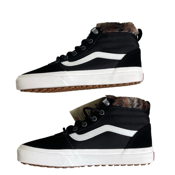 Vans Ward Hi MTE High Top Suede Sneakers Leopard Fur Women’s Size 7.5 Black - Picture 5 of 9